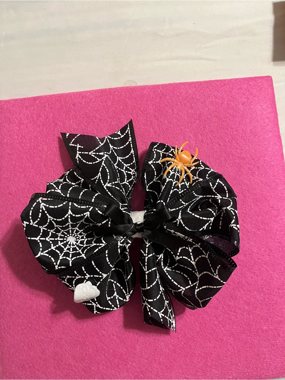 Handmade Kids Black Spiderweb Costume Hair Bow - Halloween Accessory